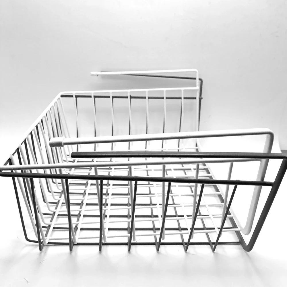 Under Shelf Baskets Set of 2 White Black Metal Storage Organizer Wire